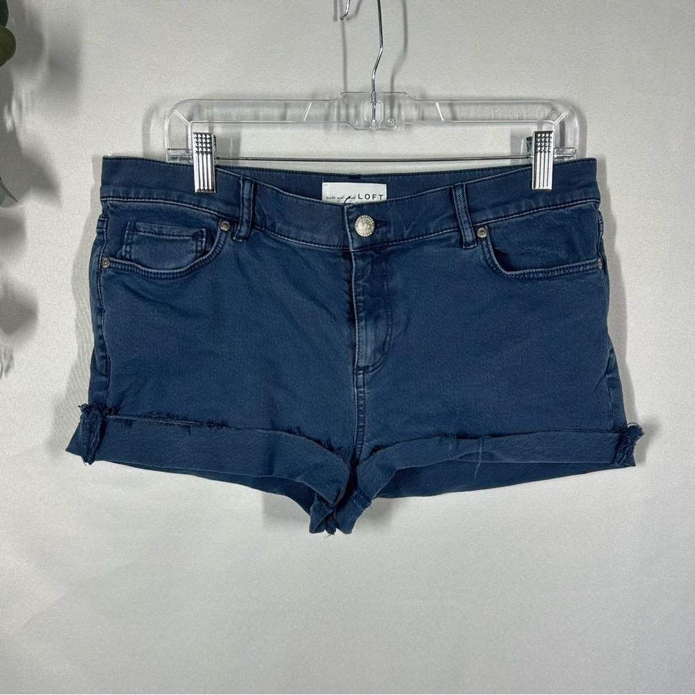 LOFT | High Rise Jean Shorts Blue Denim Cut Off Cuffed Hem Women’s Size 10/30